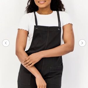 NWT Aerie Solid Fringed Detail Sleeveless Playsuit, Black